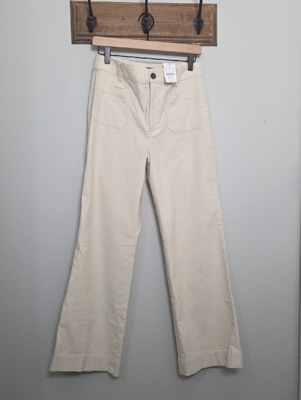 NWT J.Crew Lizzie wide-leg pant Linen Cotton Blend Size 28 Natural Color $118 - Picture 3 of 10